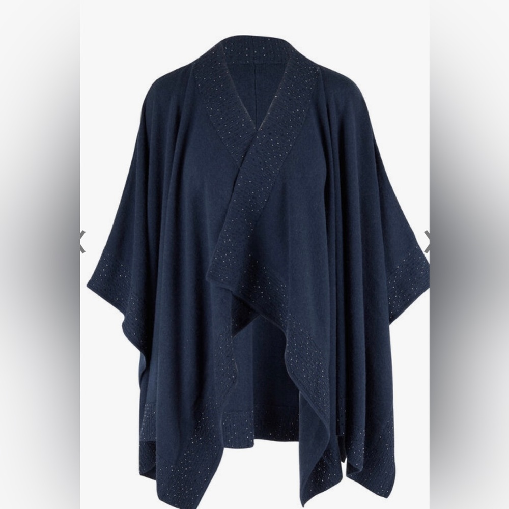 NWT Baltic Blue Cashmere Beaded Wrap